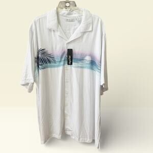 Cubavera 2XLT Mens  Button Down Sunset Tropical Lightweight Button Down Shirt